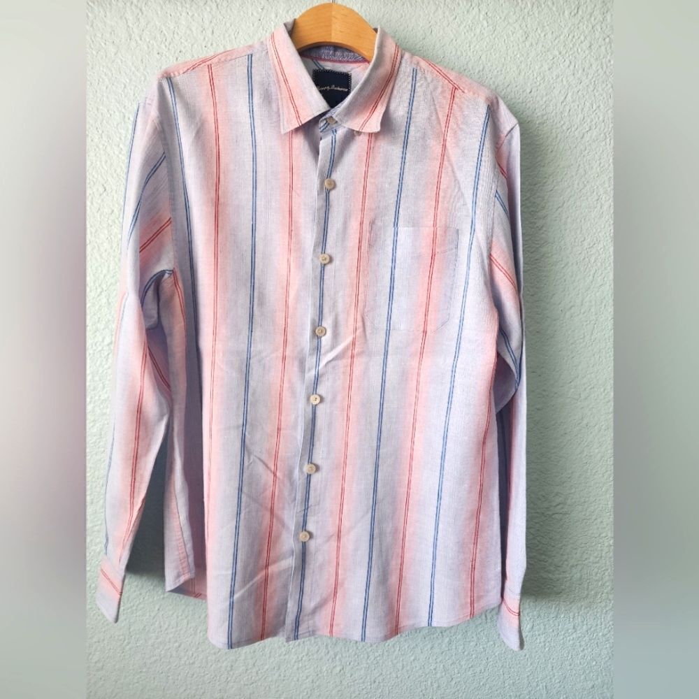 Tommy Bahama shirt linen blend long sleeve button down shirt